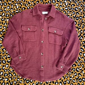 Anthropologie Dark Rose Textured Shacket